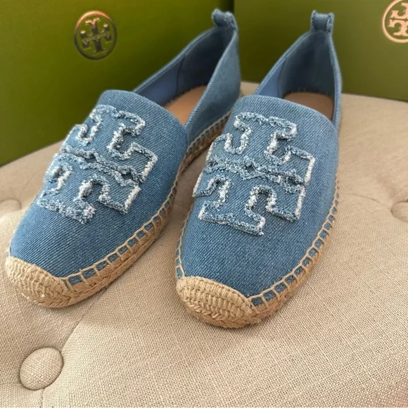Tory Burch denim DOUBLE T ESPADRILLE shoes - Picture 3 of 10